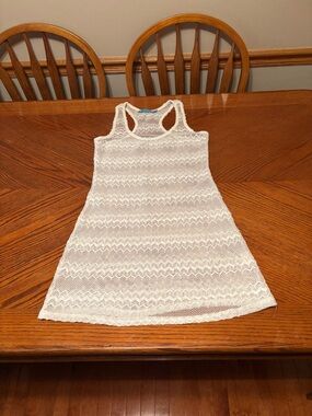 White Crochet Racerback Swim Coverup